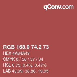 Color code: RGB 168.9 74.2 73 | qconv.com