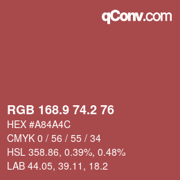 Color code: RGB 168.9 74.2 76 | qconv.com