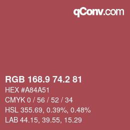 Color code: RGB 168.9 74.2 81 | qconv.com