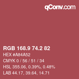 Color code: RGB 168.9 74.2 82 | qconv.com