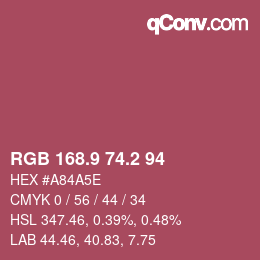 カラーコード: RGB 168.9 74.2 94 | qconv.com