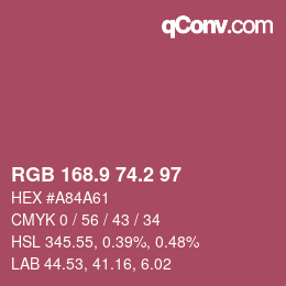 カラーコード: RGB 168.9 74.2 97 | qconv.com