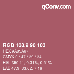 カラーコード: RGB 168.9 90 103 | qconv.com