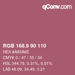 カラーコード: RGB 168.9 90 110 | qconv.com