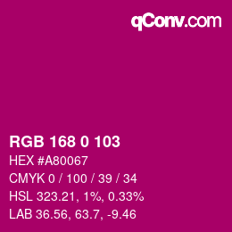 Color code: RGB 168 0 103 | qconv.com