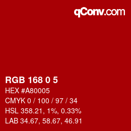 Color code: RGB 168 0 5 | qconv.com