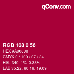 カラーコード: RGB 168 0 56 | qconv.com