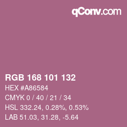 カラーコード: RGB 168 101 132 | qconv.com