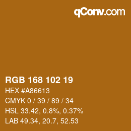 Color code: RGB 168 102 19 | qconv.com