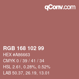 Color code: RGB 168 102 99 | qconv.com