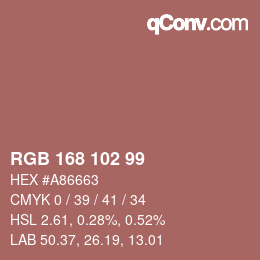 颜色代码: RGB 168 102 99 | qconv.com