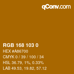 Color code: RGB 168 103 0 | qconv.com