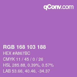 カラーコード: RGB 168 103 188 | qconv.com