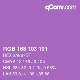 Color code: RGB 168 103 191 | qconv.com
