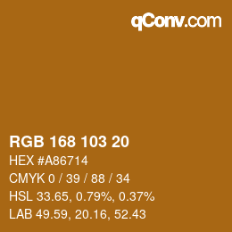 Color code: RGB 168 103 20 | qconv.com