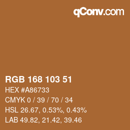 Color code: RGB 168 103 51 | qconv.com