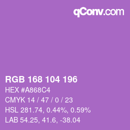 Color code: RGB 168 104 196 | qconv.com