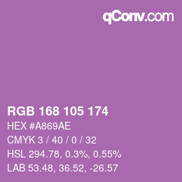 Color code: RGB 168 105 174 | qconv.com