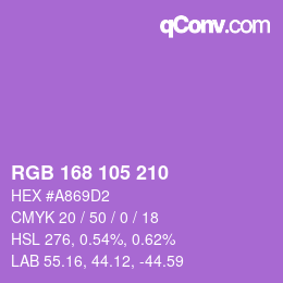 Color code: RGB 168 105 210 | qconv.com