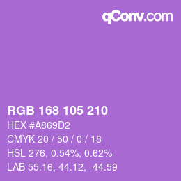 Color code: RGB 168 105 210 | qconv.com