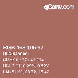 Código de color: RGB 168 106 97 | qconv.com