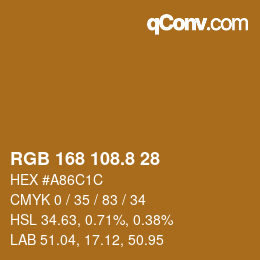 Color code: RGB 168 108.8 28 | qconv.com