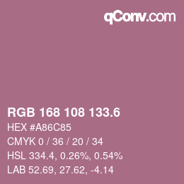 カラーコード: RGB 168 108 133.6 | qconv.com