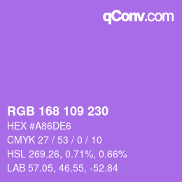 Color code: RGB 168 109 230 | qconv.com