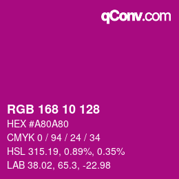 Color code: RGB 168 10 128 | qconv.com