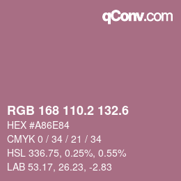カラーコード: RGB 168 110.2 132.6 | qconv.com