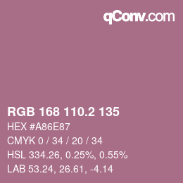カラーコード: RGB 168 110.2 135 | qconv.com