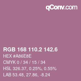 カラーコード: RGB 168 110.2 142.6 | qconv.com