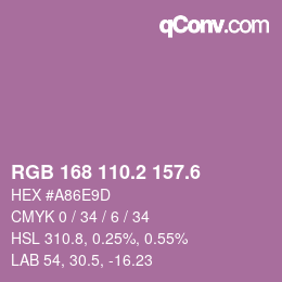 カラーコード: RGB 168 110.2 157.6 | qconv.com