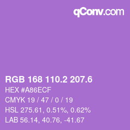 カラーコード: RGB 168 110.2 207.6 | qconv.com