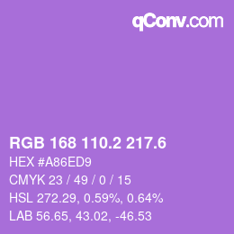 カラーコード: RGB 168 110.2 217.6 | qconv.com