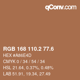カラーコード: RGB 168 110.2 77.6 | qconv.com