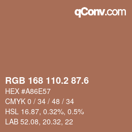 カラーコード: RGB 168 110.2 87.6 | qconv.com