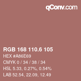 カラーコード: RGB 168 110.6 105 | qconv.com