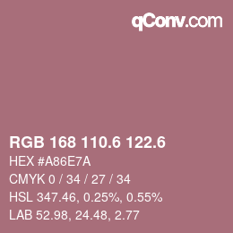 カラーコード: RGB 168 110.6 122.6 | qconv.com