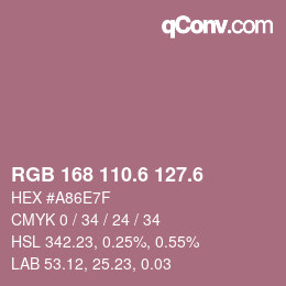 カラーコード: RGB 168 110.6 127.6 | qconv.com