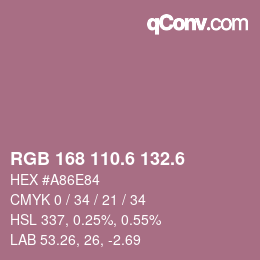 カラーコード: RGB 168 110.6 132.6 | qconv.com