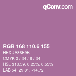 カラーコード: RGB 168 110.6 155 | qconv.com