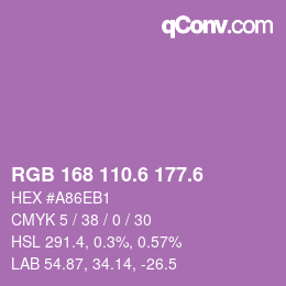 カラーコード: RGB 168 110.6 177.6 | qconv.com
