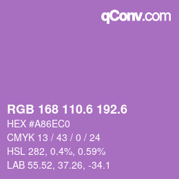 カラーコード: RGB 168 110.6 192.6 | qconv.com