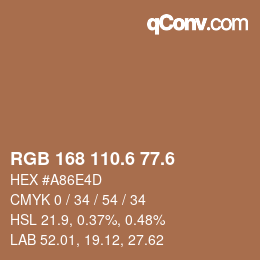 カラーコード: RGB 168 110.6 77.6 | qconv.com