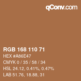 Color code: RGB 168 110 71 | qconv.com