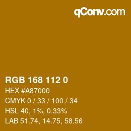 Color code: RGB 168 112 0 | qconv.com