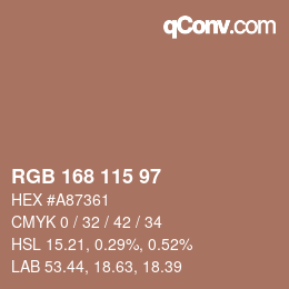 Código de color: RGB 168 115 97 | qconv.com
