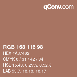 カラーコード: RGB 168 116 98 | qconv.com