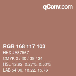 Farbcode: RGB 168 117 103 | qconv.com